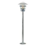 Nordlux Vejers Lámpara de pedestal Acero Galvanizado y Vidrio Gris | IP54 - Apta para E27
