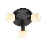Nordlux Milford Luz de techo Vidrio Mini 3-Rondel Negro | Apta para 3x E14