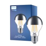 Philips Classic LED Bulbo E27 Pera Mirror 7.2W 650lm 650lm - 827 Luz muy Cálida | Regulable - Reemplazo 60W
