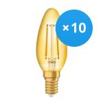 Multipack 10x Ledvance Vintage 1906 LED E14 Vela Oro 1.5W 120lm - 824 Luz muy Cálida | Reemplazo 15W