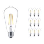 Multipack 10x Philips Corepro LED Bulbo E27 Edison con Filamento Clara 7W 806lm - 827 Luz muy Cálida | Reemplazo 60W