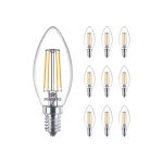 Multipack 10x Philips MASTER Value LED Vela E14 con Filamento Clara 3.4W 470lm - 927 | Mejor reproducción de color - Regulable – Reemplazo 40W