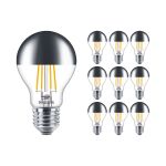 Multipack 10x Philips Classic LED Bulbo E27 Pera Mirror 7.2W 650lm 650lm - 827 Luz muy Cálida | Regulable - Reemplazo 60W