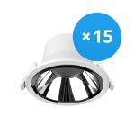 Multipack 15x Noxion Downlight LED Apollo 20W 2300lm 60D - 830 Luz Cálida | 220mm - Recorte 200mm - Alu Reflector - UGR <19