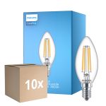 Multipack 10x Philips Corepro LED Vela E14 con Filamento Clara 6.5W 806lm - 840 Blanco Frio | Reemplazo 60W