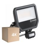 Multipack 4x Ledvance Proyector LED Aluminium Negro 41W 5500lm 100D - 830 Luz Cálida | IP65 - Sensor De Movimiento Y Luz - Simétrico
