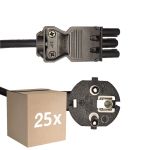 Multipack 25x Noxion GST - Compatible Cable de alimentación Negro - Hembra + Schuko Europlug - 2m - 3 pole 0.75mm2