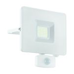 Eglo Luz De Pared Faedo 3 Aluminium Blanco 31W 3400lm - 850 Blanco Frio | IP44 - Sensor De Movimiento