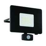 Eglo Luz De Pared Faedo 3 Aluminium Negro 53W 5800lm - 850 Blanco Frio | IP44 - Sensor De Movimiento