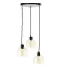 Brilliant Casto Colgante De Luz Vidrio Colgante De Luz Metal Negro Beige | 510mm - Apta para 3x E27