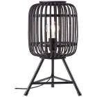 Brilliant Lámpara De Mesa Maderarow Metal Bambú Negro Madera | Apta para 1x E27