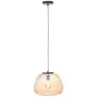 Brilliant Kaizen Colgante De Luz Vidrio Colgante De Luz Metal Negro Beige | 350mm - Apta para 1x E27