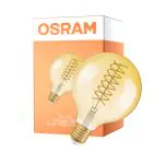 Osram Vintage 1906 LED E27 Globe Con Filamento Oro 8.4W 806lm - 824 Luz Muy Cálida | Reemplazo 60W - Regulable