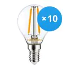 Multipack 10x Noxion Lucent LED E14 Esférica con Filamento Clara 4.5W 470lm - 827 Luz muy Cálida | Reemplazo 40W