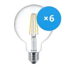 Multipack 6x Philips Corepro LED Globe E27 Con Filamento Clara 95mm 7W 806lm - 827 Luz Muy Cálida | Reemplazo 60W
