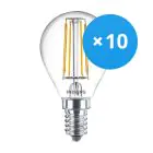 Multipack 10x Philips Corepro LED Lustre E14 Esférica con Filamento Clara 4.3W 470lm - 827 Luz muy Cálida | Reemplazo 40W