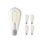 Multipack 5x Calex Smart Tuya Wifi E27 Edison con Filamento 7W 806lm - 818-830 Ajustable Blanco | Regulable - Reemplazo 60W