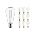 Multipack 10x Noxion Lucent LED E27 Pera con Filamento Clara 4W 470lm - 827 Luz muy Cálida | Reemplazo 40W