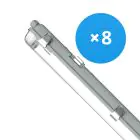 Multipack 8x Noxion Pantalla LED Estanca Alojamiento Poseidon V2.0 | Apta Para 2x150cm Tubo LED