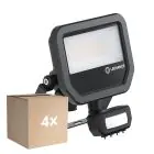 Multipack 4x Ledvance Proyector LED Aluminium Negro 17W 2200lm 100D - 830 Luz Cálida | IP65 - Sensor De Movimiento Y Luz - Simétrico