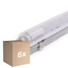 Multipack 6x Noxion Pantalla LED Estanca Alojamiento Poseidon V2.0 | incl. 1x Noxion Tubo LED T8 Standard Output 9W 900lm - 840 Blanco Frio - 60cm