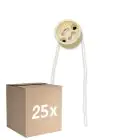 Multipack 25x Universal GU10 Casquillo - Universele GU10 Fitting - Blanco 0.1m - 2 pole 0.5mm2 (Para Noxion)