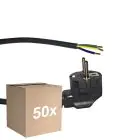 Multipack 50x Noxion Cable De Alimentación de alimentación Negro - Schuko Europlug + Extremos abiertos - 5m - 3 pole 0,75mm2