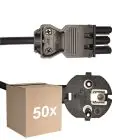 Multipack 50x Noxion GST-Compatible Cable de alimentación - Hembra + Schuko Europlug - Negro 1.5m - 3 pole 0.75mm2