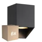 Multipack 6x Nordlux Nico Luz De Pared Cuadrado Aluminium Negro | Apta para 1x GU10