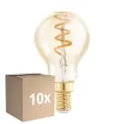 Multipack 10x Eglo LED Esférica E14 Con Filamento Ámbar 4W 145lm - 820 Luz Muy Cálida | Regulable - Reemplazo 15W