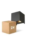 Multipack 2x D'Lite Luz De Pared Elingen Negro Up & Down 4.9W 480lm - 830 Luz Cálida | IP65
