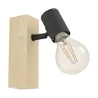 Eglo Luz De Pared Townshend 3 Madera Acero Negro | IP20 - Apta para 1x E27