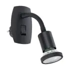 Eglo Luz De Pared Parrini Lamp con Enchufe Negro 4.5W 345lm - 830 Luz Cálida | IP20 - Incl. 1x GU10